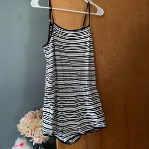 black and white stripped romper